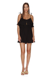 Backless Black Cotton Mini Dress