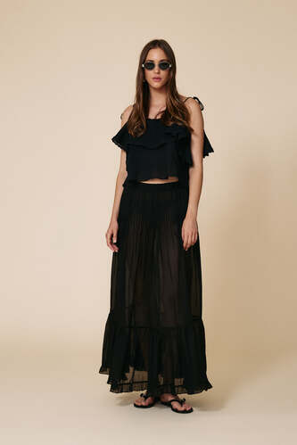 Black Backless Top With Embroidery Trim - SS25 - PNK Casual