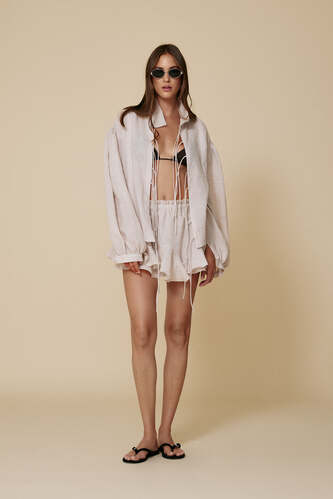 Light Grey Linen Shorts - SS25 - PNK Casual