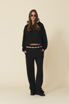 Black Oversized Sweatshirt With Lace Inserts - FW25