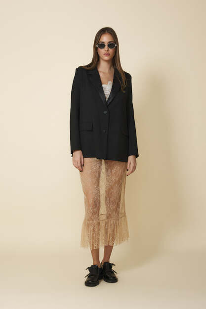 Beige Midi Lace Skirt - FW25