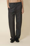 Grey Striped Relaxed-Fit Trousers With Elasticated Hems - FW25