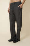 Grey Striped Relaxed-Fit Trousers With Elasticated Hems - FW25
