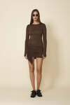 Brown Mini Dress With Ruffled Details