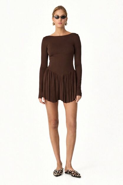 Backless Brown Mini Dress