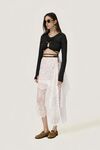 Black Cropped Blouse With a Front Cut-Out Detail And Adjustable Lace-Up Tie - SS26