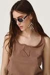 Brown Top featuring a discreet wire inserted into the hem - SS26