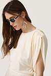 Oversized Shoulders Light Yellow Top - SS26