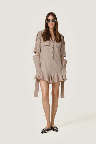 Beige Cutout Dress - PNK Casual