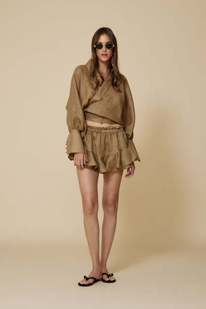 Kaki Rayon Shorts - SS26