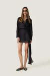 Black loose dress with an asymmetric cut and flowing side detail - SS26