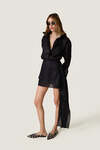 Black loose dress with an asymmetric cut and flowing side detail - SS26