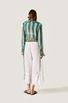 Silk-Viscose Blouse with Turquoise Stripes - Limited Edition