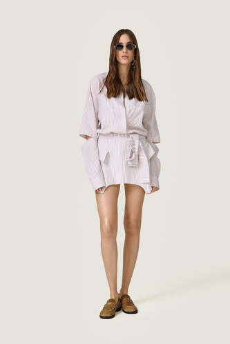 Striped Mini Dress with Corset Skirt - PNK Casual