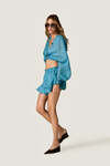 Turquoise Linen Wrap Top