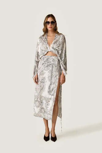 Satin Printed Wrap Top - PNK Casual