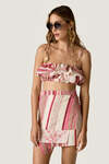 Ruffled Crop Top with Multicolor Stripe Print