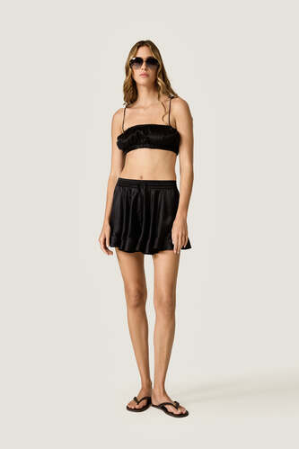 Silk Cropped Top with Thin Straps - PNK Casual