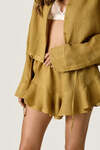 Ruffle-Hem Shorts with Elastic Waist