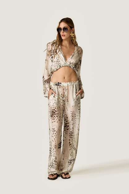Silk Trousers with Detachable Pareo