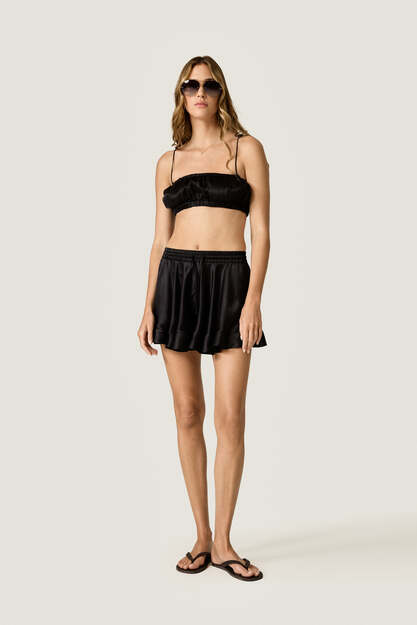 Black Silk Shorts with Fluid Silhouette