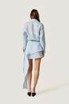 Blue loose dress with an asymmetric cut and flowing side detail