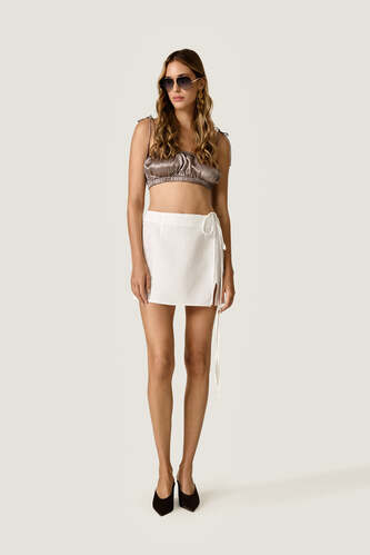 Wrap Mini Skirt with Side Tie Closure - PNK Casual