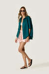 Linen Green Oversized Shirt with Fluid Silhouette