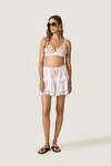 White Linen Mini Skirt with Lace Inserts
