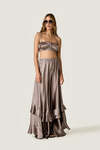 Silk Maxi Skirt with Cascading Ruffles