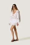 White Linen Mini Skirt with Chantilly Lace