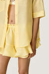Yellow Viscose Ruffle Shorts