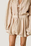 Beige Oversized Blouse with Drawstrings