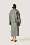 Kaki Linen Wrap Midi Skirt