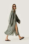 Kaki Linen Wrap Midi Skirt