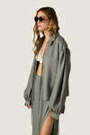 Kaki Oversized Blouse with Drawstrings