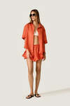 Coral Oversized Shirt with Fluid Silhouette