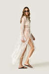 Sheer Lace Maxi Dress with Ruffle Details