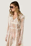 Sheer Lace Maxi Dress with Ruffle Details