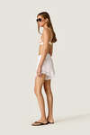 White Linen Shorts with Lace Inserts