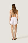 White Linen Shorts with Lace Inserts