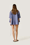 Dusty Blue Wrap Mini Skirt with Side Tie Closure