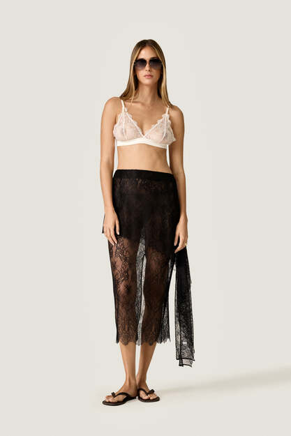 Black Sheer Lace Skirt