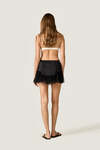 Black Linen Mini Skirt with Chantilly Lace