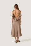 Backless Taupe Beige Cotton Midi Dress