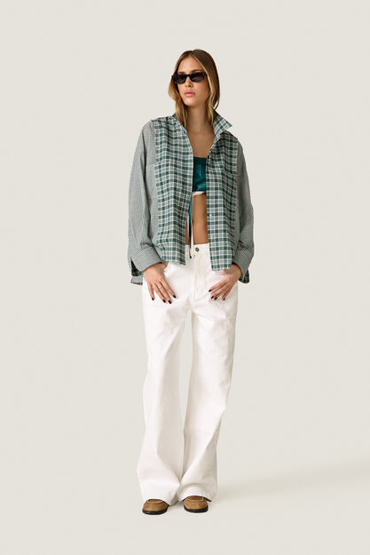 Oversized Shirt with Green Check Mix