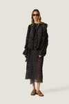 Black Printed Wrap Midi Skirt