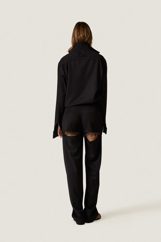 Black Trousers with Lace Cut-Outs - PNK Casual