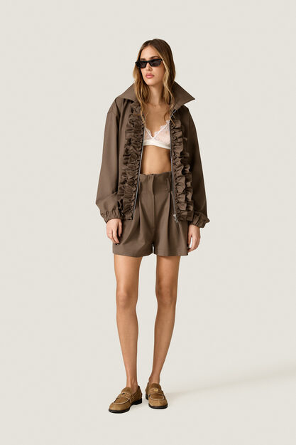 Brown Tailored Shorts with Pleats