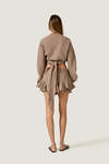 Taupe Beige Cotton Ruffled Shorts